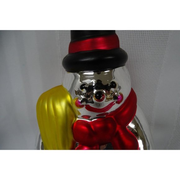 Dept 56 9" Hand Blown Mercury Glass Snowman Christmas Decoration Hand Painted - Picture 2 of 4